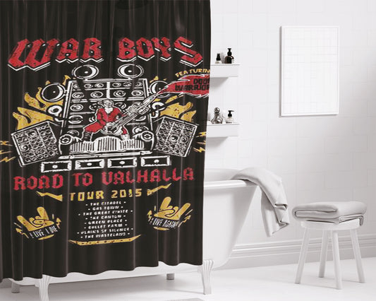 Road To Valhalla Tour War Boys Bathroom Shower Curtain Fabric Waterproof | 66 X 72 Inch