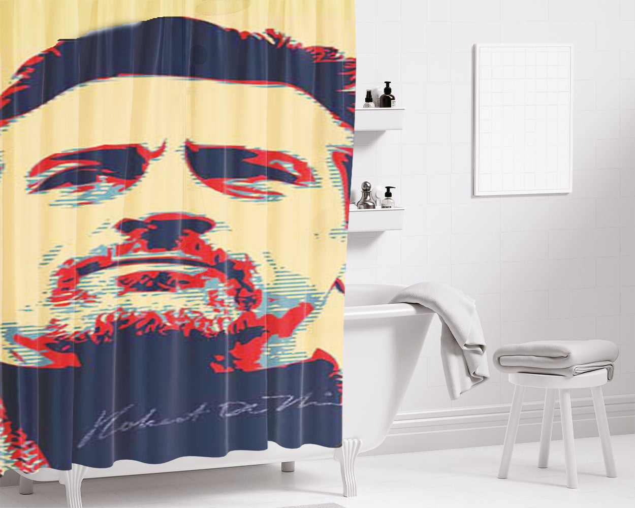 Robert De Niro Pop Art Signature Bathroom Shower Curtain Fabric Waterproof | 66 X 72 Inch
