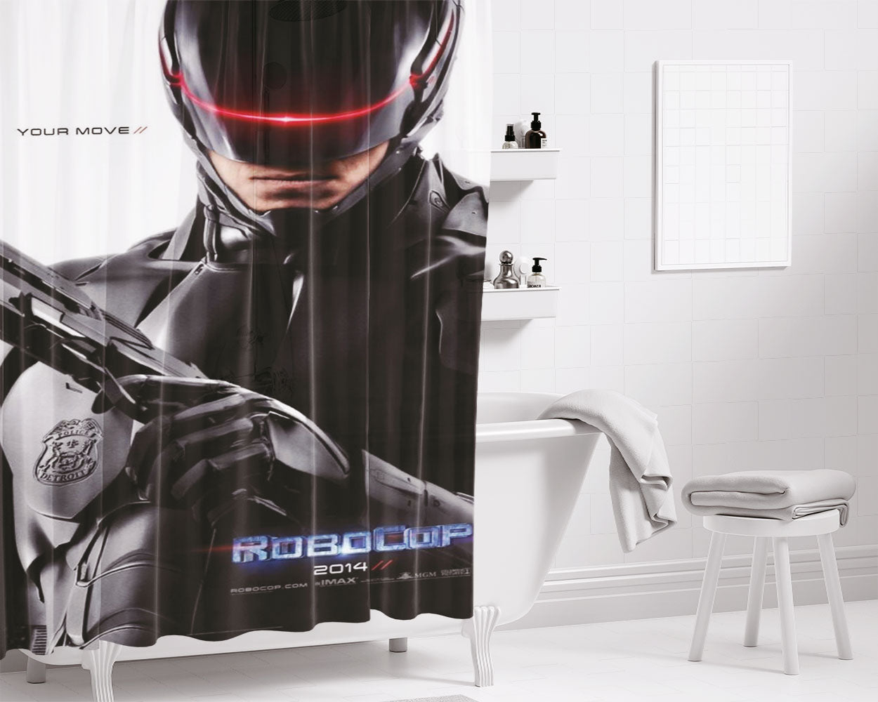 Robocop Bathroom Shower Curtain Fabric Waterproof | 66 X 72 Inch