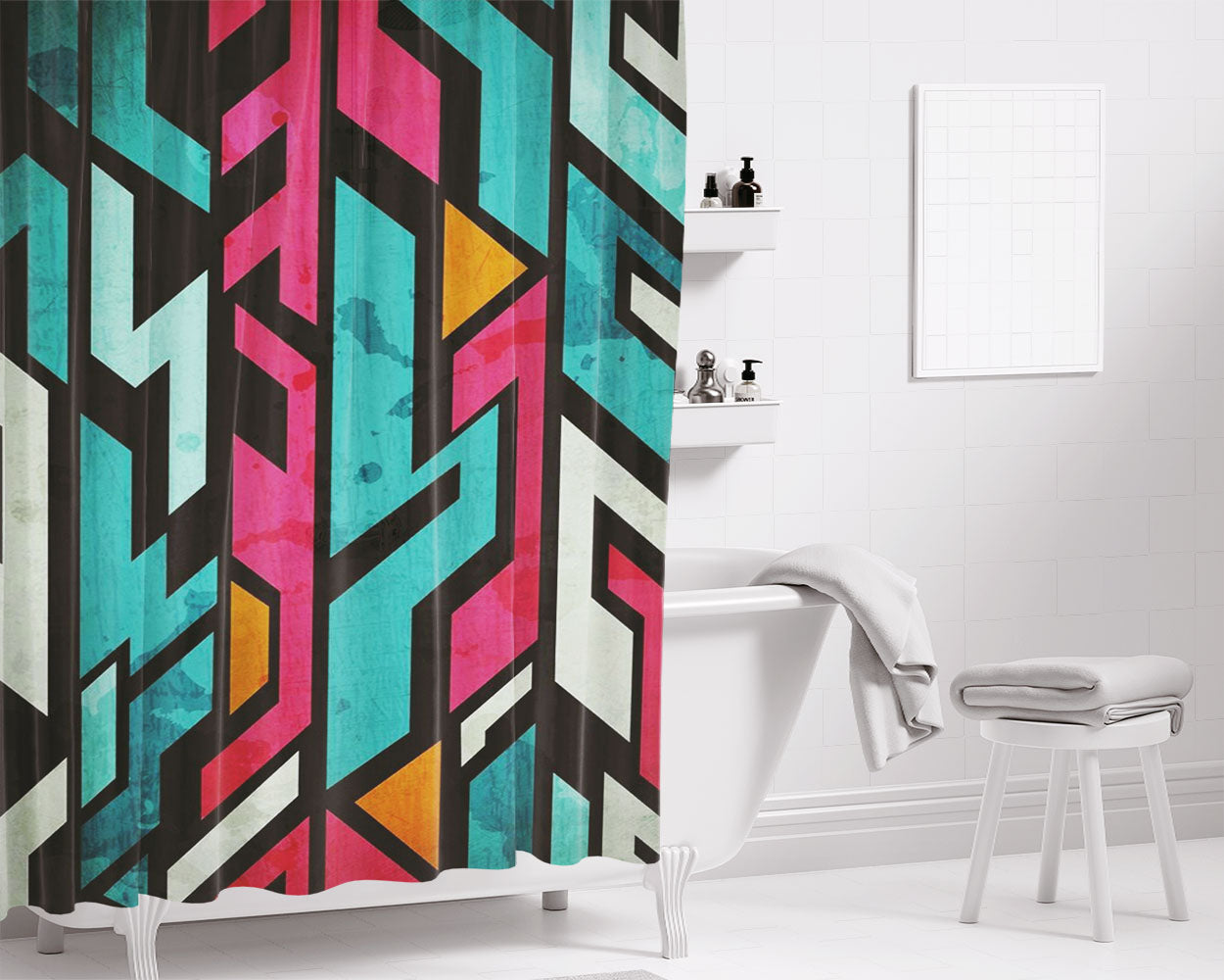 Robots Lacosta Bathroom Shower Curtain Fabric Waterproof | 66 X 72 Inch