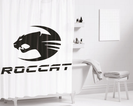 Roccat Black Bathroom Shower Curtain Fabric Waterproof | 66 X 72 Inch