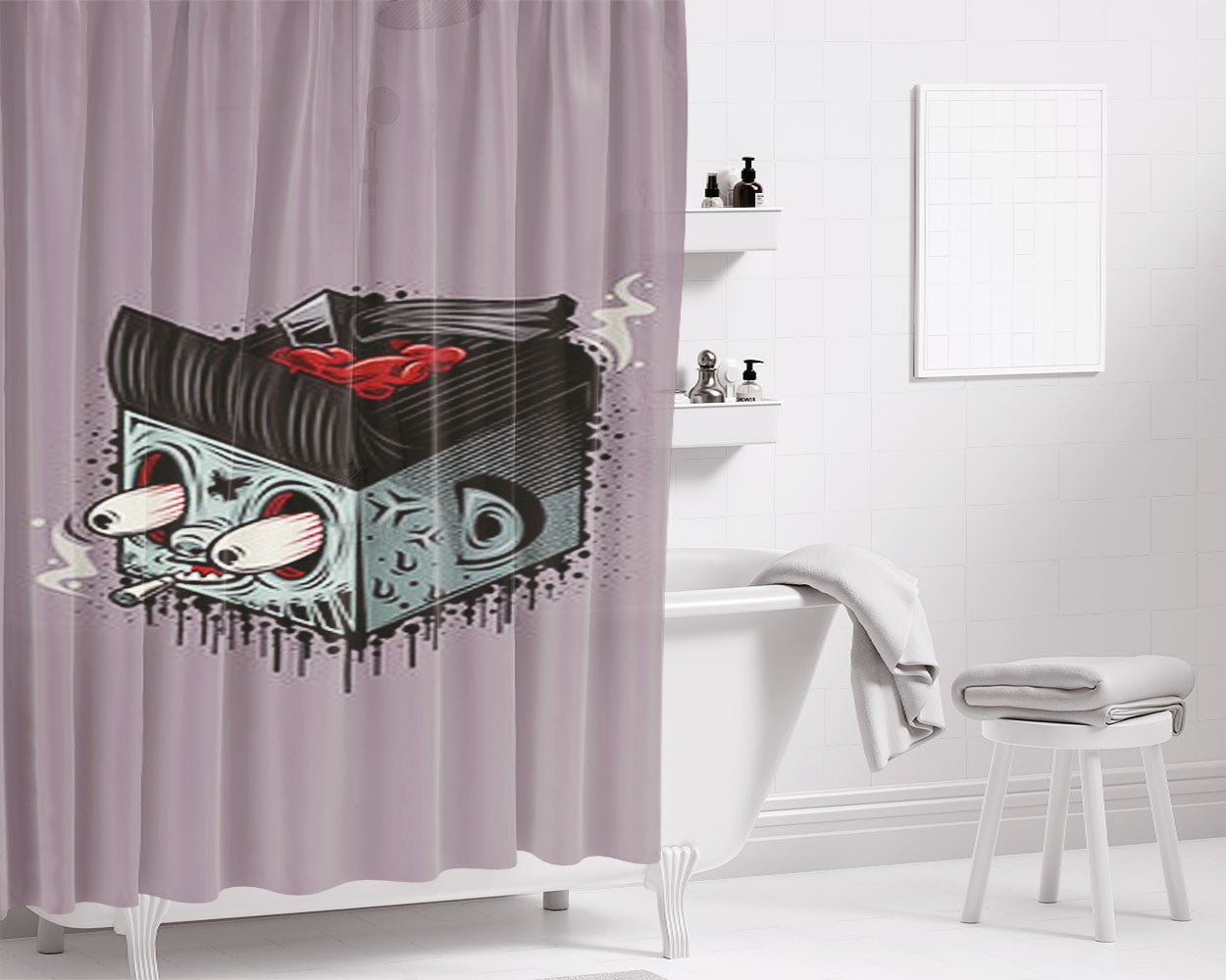 Rockabilly Bathroom Shower Curtain Fabric Waterproof | 66 X 72 Inch