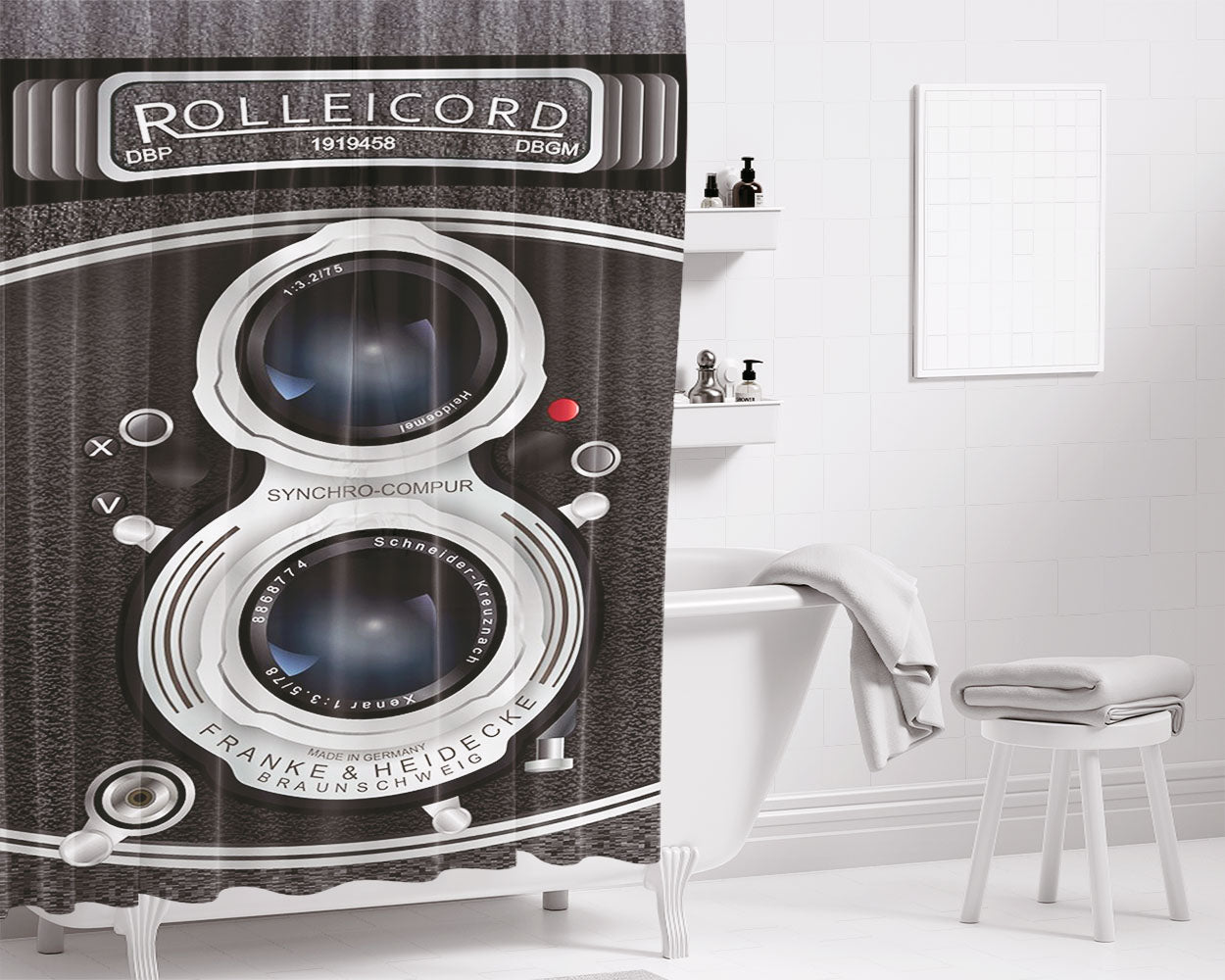 Rolleicord Old Camera Bathroom Shower Curtain Fabric Waterproof | 66 X 72 Inch