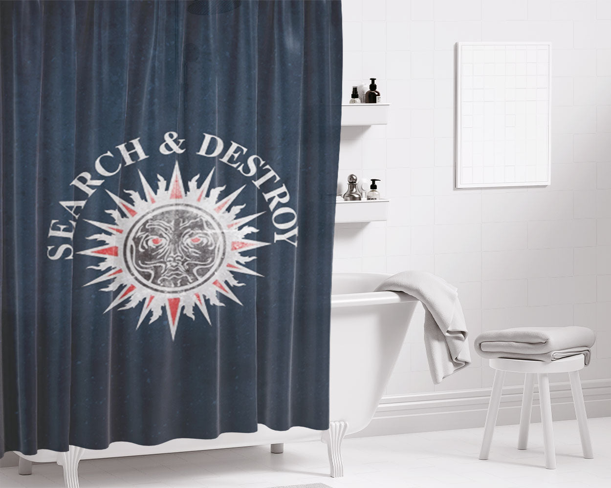 Rollins Band Bathroom Shower Curtain Fabric Waterproof | 66 X 72 Inch