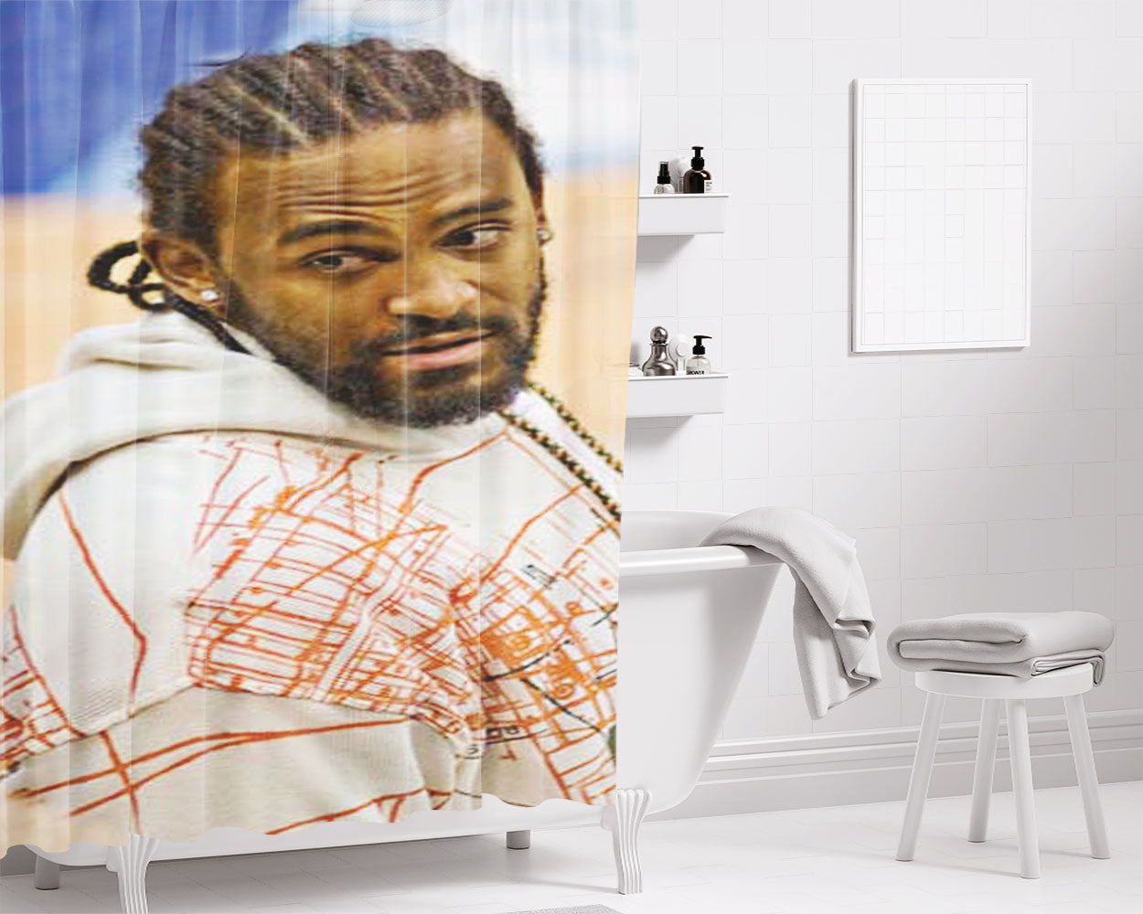 Ronny Turiaf Hoodie Bathroom Shower Curtain Fabric Waterproof | 66 X 72 Inch