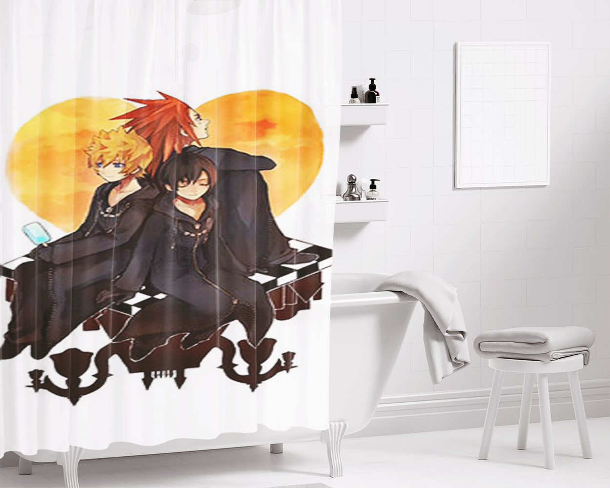 Roxas And Xion Bathroom Shower Curtain Fabric Waterproof | 66 X 72 Inch