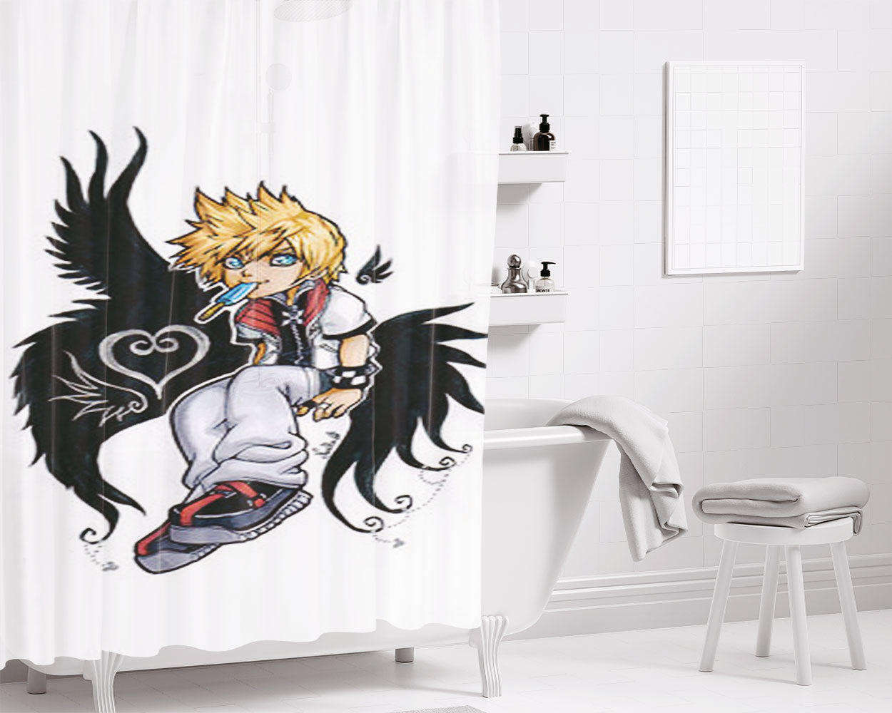 Roxas Wings With Ice Cream Bathroom Shower Curtain Fabric Waterproof | 66 X 72 Inch