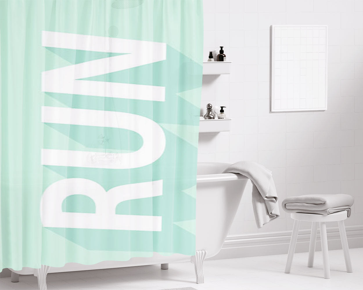 Run Free Bathroom Shower Curtain Fabric Waterproof | 66 X 72 Inch