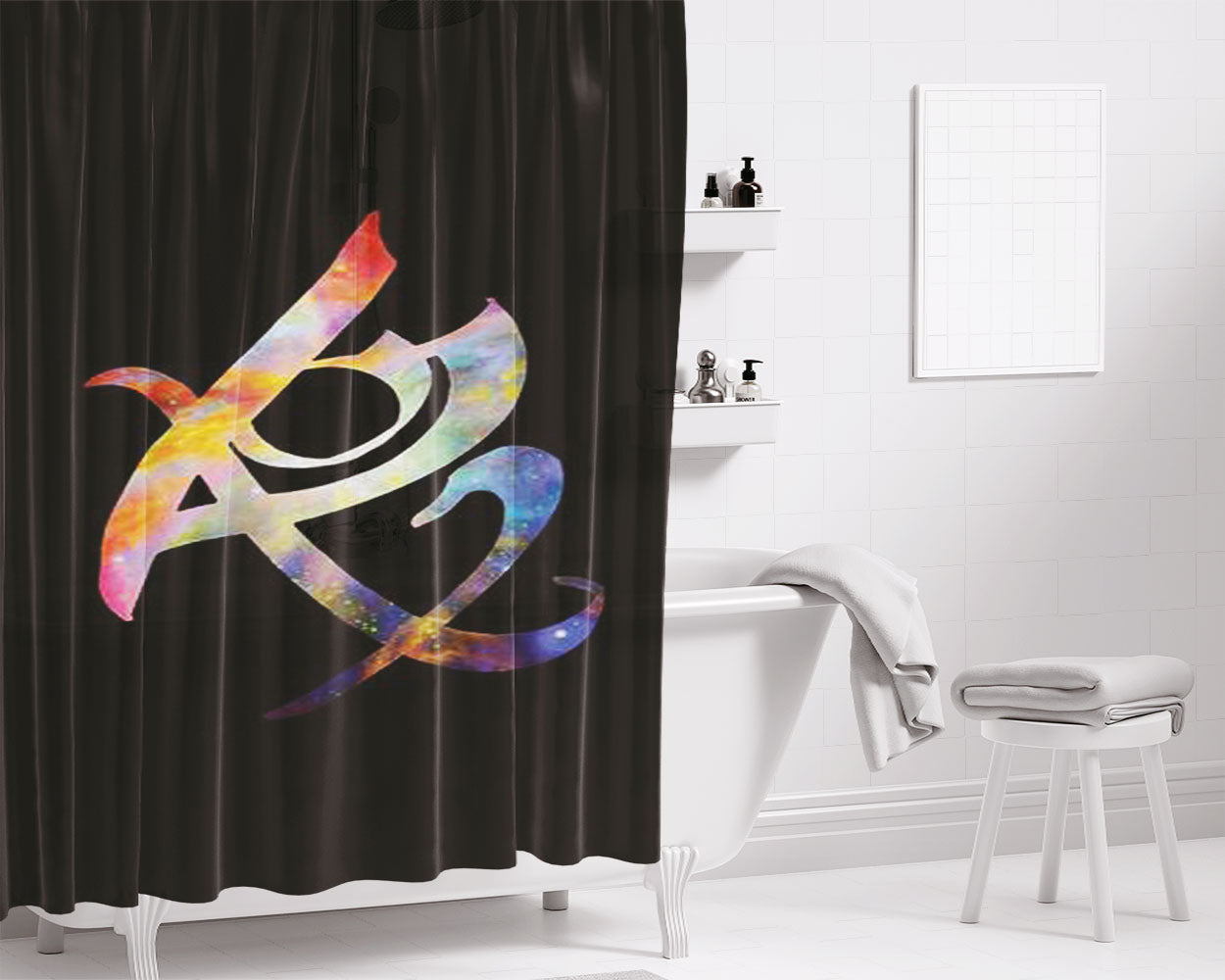 Rune Of Fearlessness Bathroom Shower Curtain Fabric Waterproof | 66 X 72 Inch