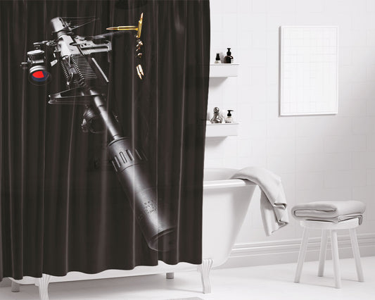 Sniper Rifle- Bathroom Shower Curtain Fabric Waterproof | 66 X 72 Inch