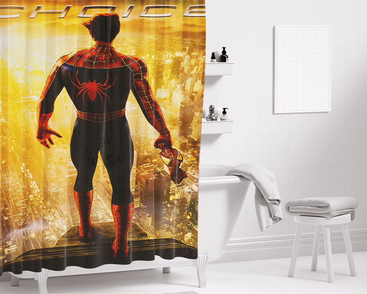Spider- Bathroom Shower Curtain Fabric Waterproof | 66 X 72 Inch