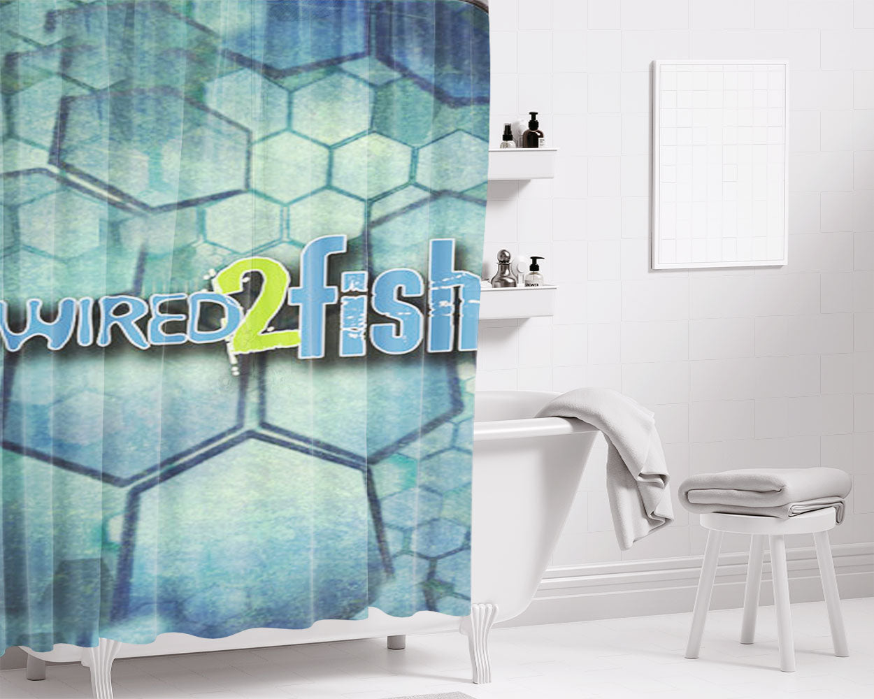 Wired 2 Fish Bathroom Shower Curtain Fabric Waterproof | 66 X 72 Inch