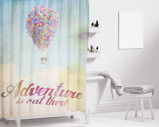 Adventure Is Cut There Up Movie Bathroom Shower Curtain Fabric Waterproof | 66 X 72 Inch