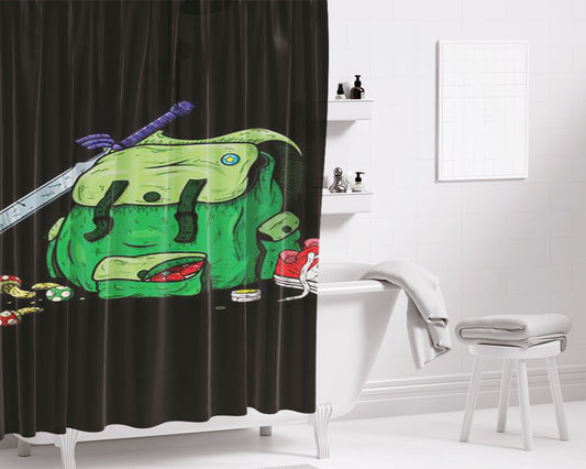 Adventure Pack Black Bathroom Shower Curtain Fabric Waterproof | 66 X 72 Inch