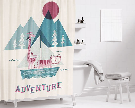 Adventure Bathroom Shower Curtain Fabric Waterproof | 66 X 72 Inch
