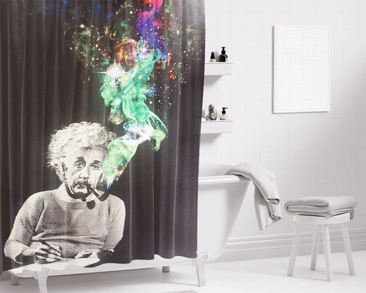 Albert Einstein Smoking Bathroom Shower Curtain Fabric Waterproof | 66 X 72 Inch