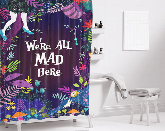 Alice Quotes Purple Bathroom Shower Curtain Fabric Waterproof | 66 X 72 Inch