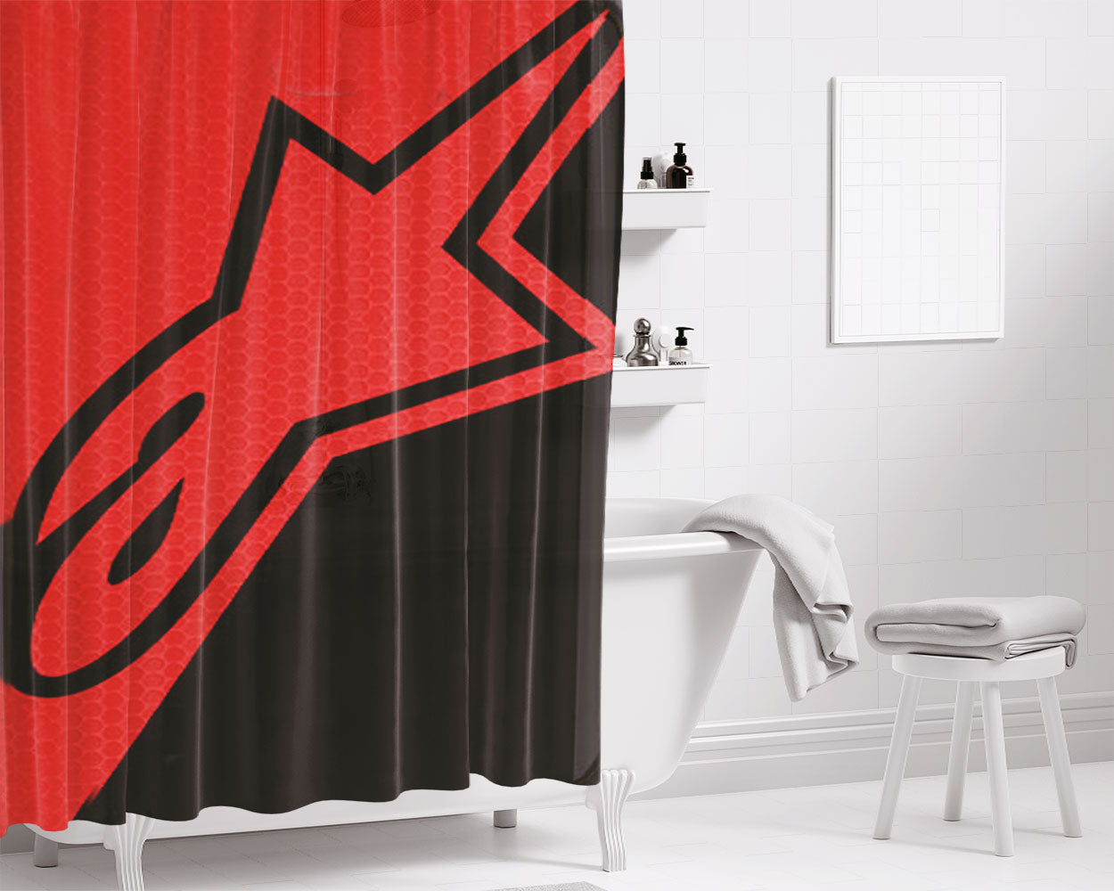 Alpinestars Split Decision Red Bathroom Shower Curtain Fabric Waterproof | 66 X 72 Inch