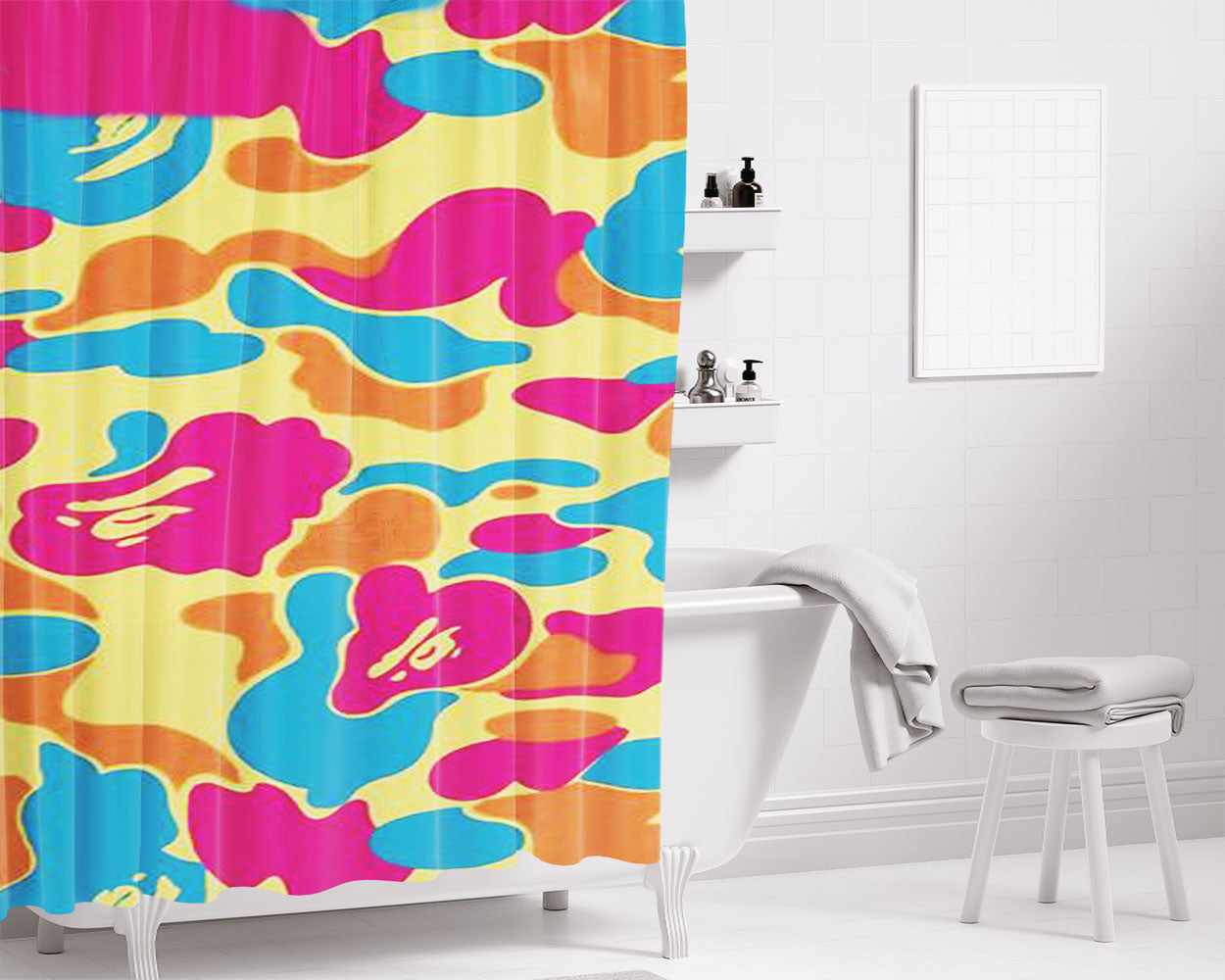 Bape Camo Candy Bathroom Shower Curtain Fabric Waterproof | 66 X 72 Inch