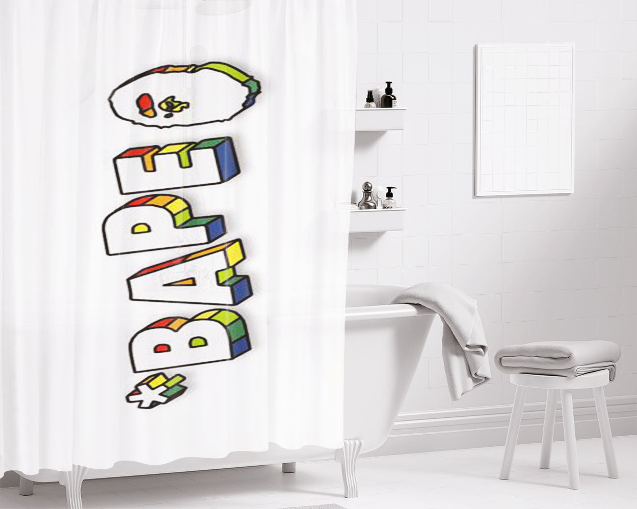 Bape Color Fun Bathroom Shower Curtain Fabric Waterproof | 66 X 72 Inch