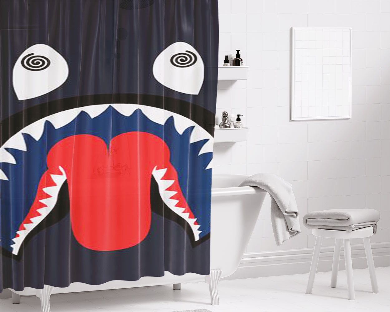 Bape Shark Dizzy Bathroom Shower Curtain Fabric Waterproof | 66 X 72 Inch