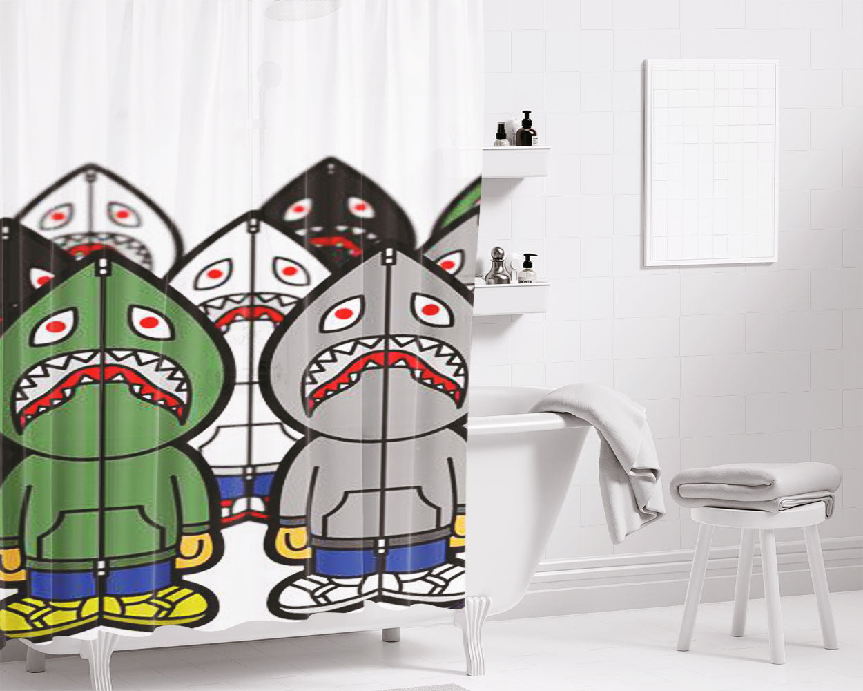 Bape Squad Bathroom Shower Curtain Fabric Waterproof | 66 X 72 Inch