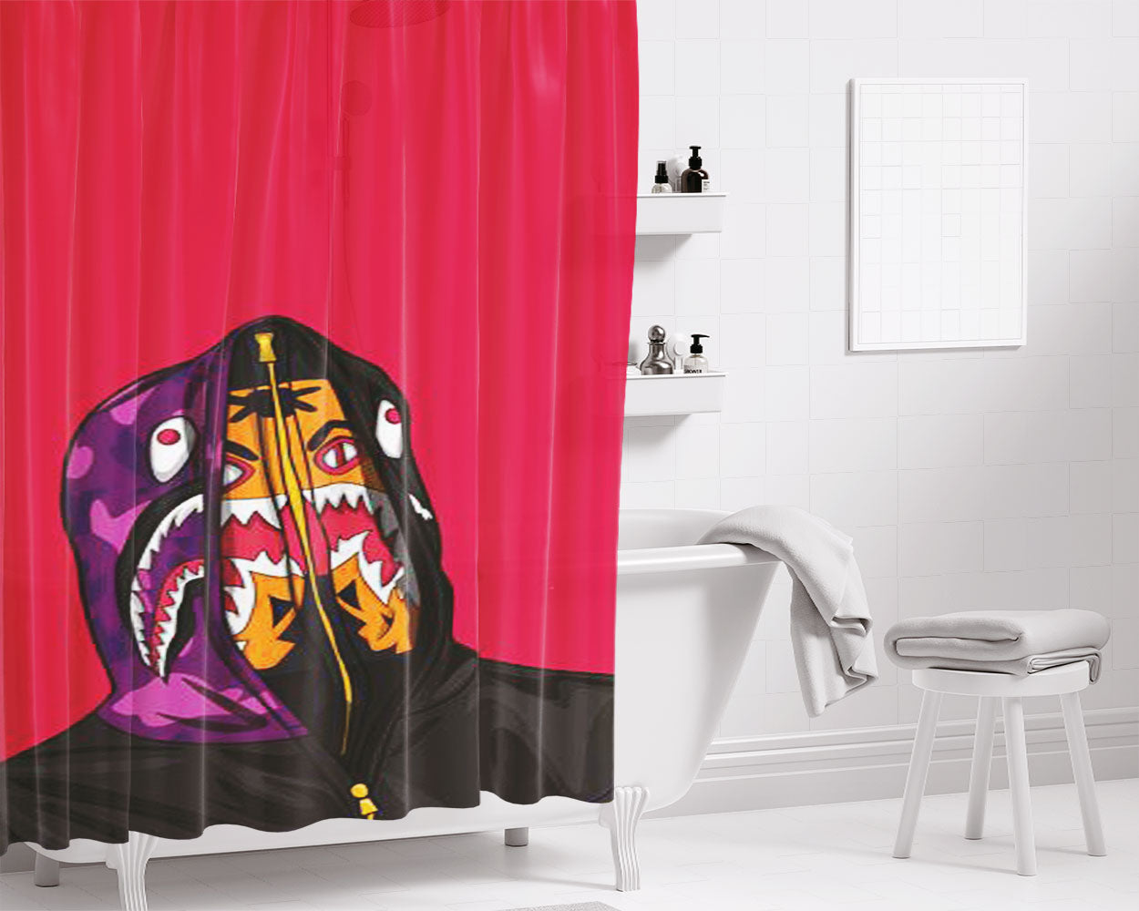 Bape Tiger Bathroom Shower Curtain Fabric Waterproof | 66 X 72 Inch