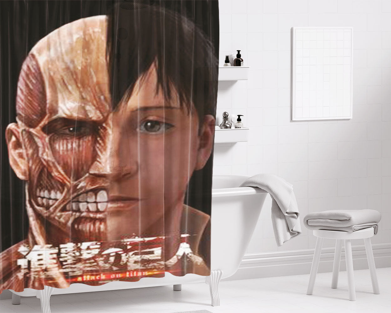 Bertolt Colossal Titan Bathroom Shower Curtain Fabric Waterproof | 66 X 72 Inch