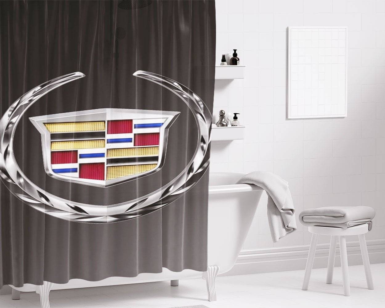 Cadillac Car Logo Bathroom Shower Curtain Fabric Waterproof | 66 X 72 Inch