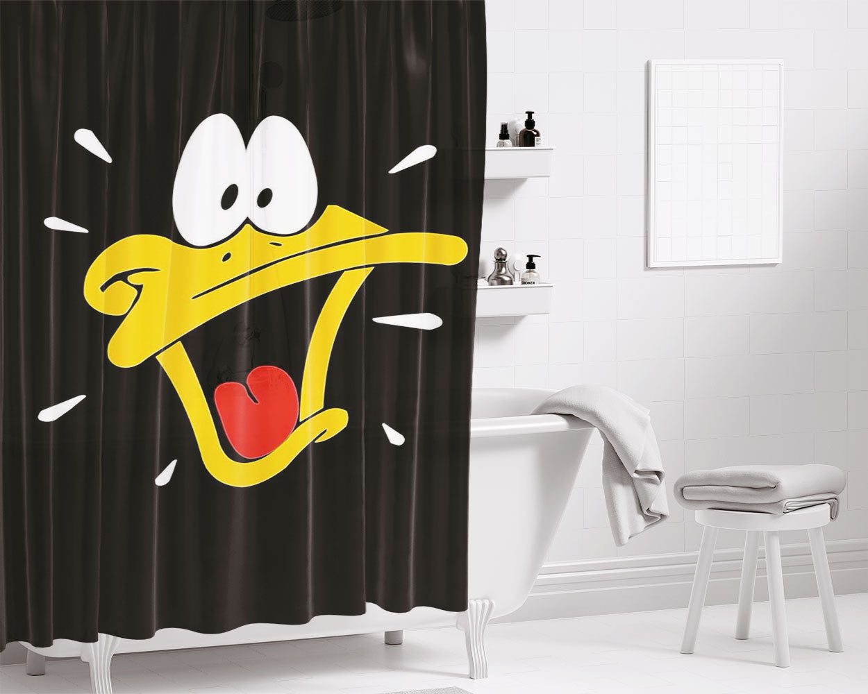 Daffy Duck Scream Bathroom Shower Curtain Fabric Waterproof | 66 X 72 Inch