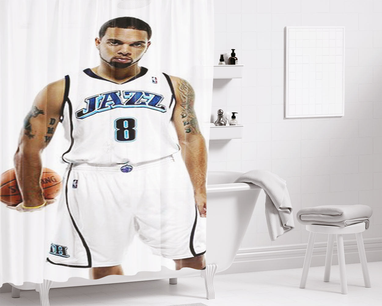 Deron Williams Bathroom Shower Curtain Fabric Waterproof | 66 X 72 Inch