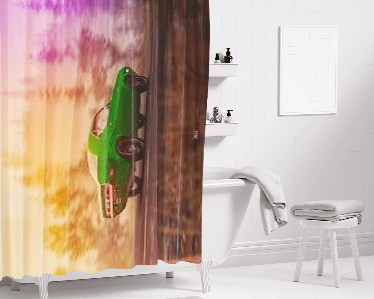Dodge Challenger The Crew 2 Bathroom Shower Curtain Fabric Waterproof | 66 X 72 Inch