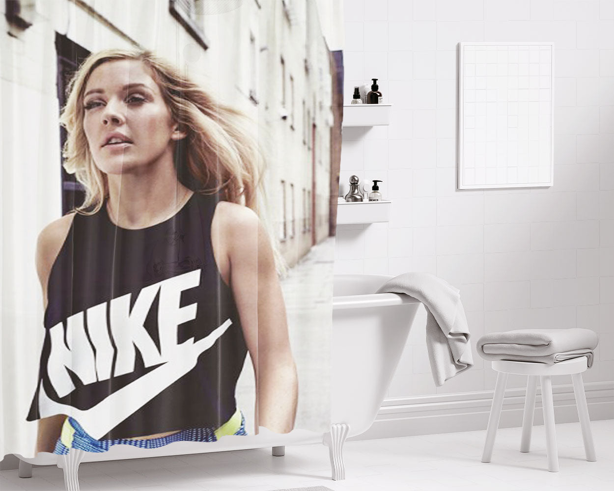 Ellie Goulding Nike Bathroom Shower Curtain Fabric Waterproof | 66 X 72 Inch