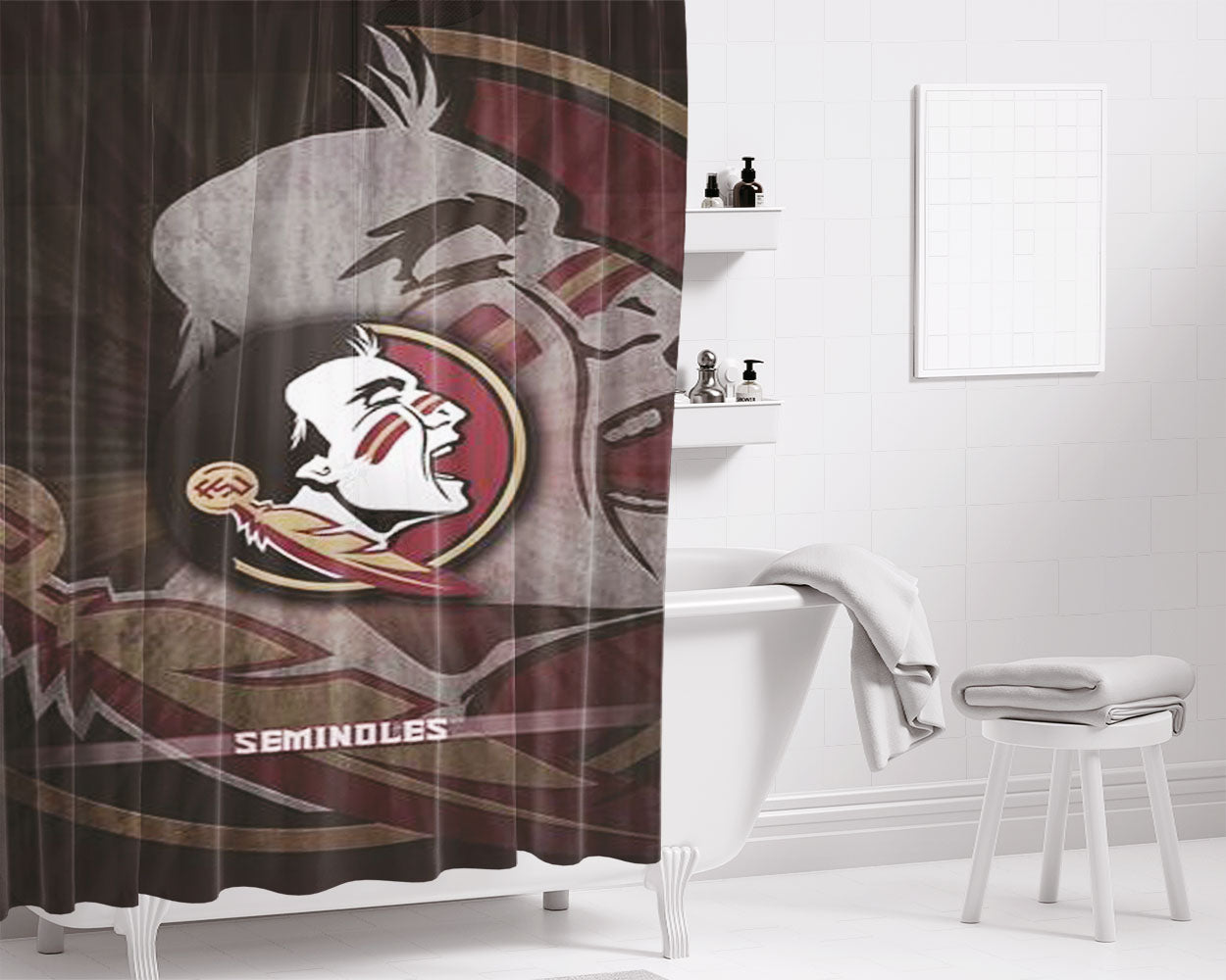Florida State Seminoles Bathroom Shower Curtain Fabric Waterproof | 66 X 72 Inch