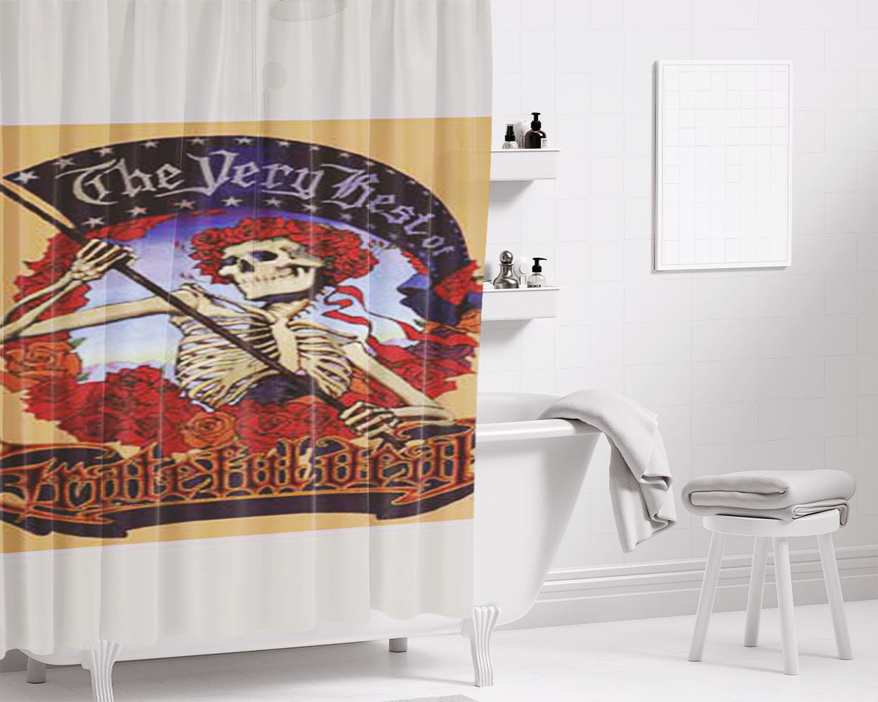 Grateful Dead Very Best Of Bathroom Shower Curtain Fabric Waterproof | 66 X 72 Inch