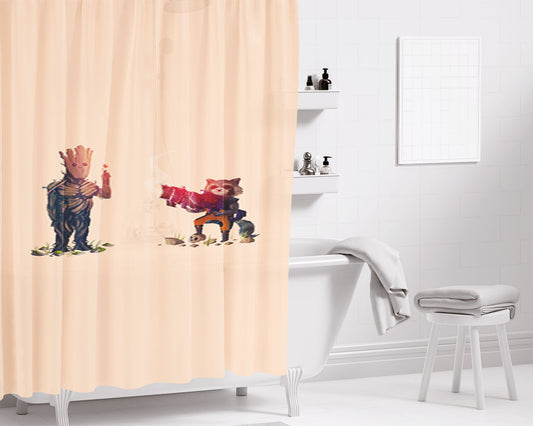 Grootrocket Raccoon Bathroom Shower Curtain Fabric Waterproof | 66 X 72 Inch