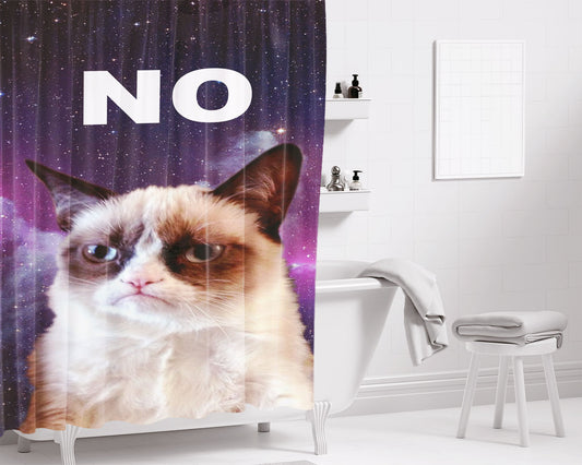 Grumpy Cat Bathroom Shower Curtain Fabric Waterproof | 66 X 72 Inch
