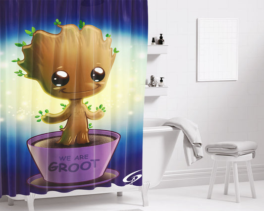 Guardian Of The Galaxy Baby Groot Dancing Bathroom Shower Curtain Fabric Waterproof | 66 X 72 Inch