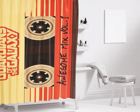 Guardians Of The Galaxy Awesome Mix Vol 1 Bathroom Shower Curtain Fabric Waterproof | 66 X 72 Inch
