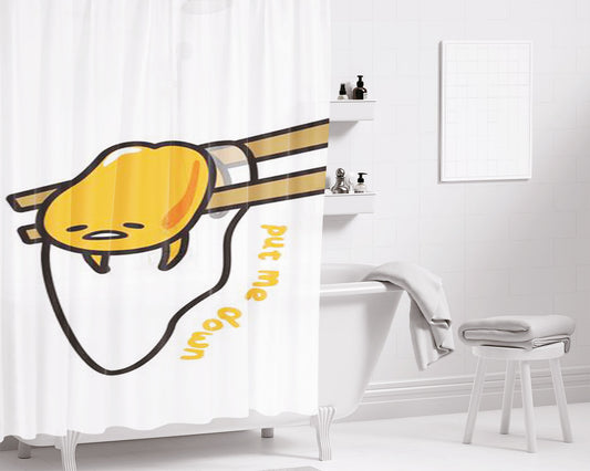 Gudetama Put Me Down Bathroom Shower Curtain Fabric Waterproof | 66 X 72 Inch