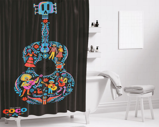 Guitar Coco Bathroom Shower Curtain Fabric Waterproof | 66 X 72 Inch