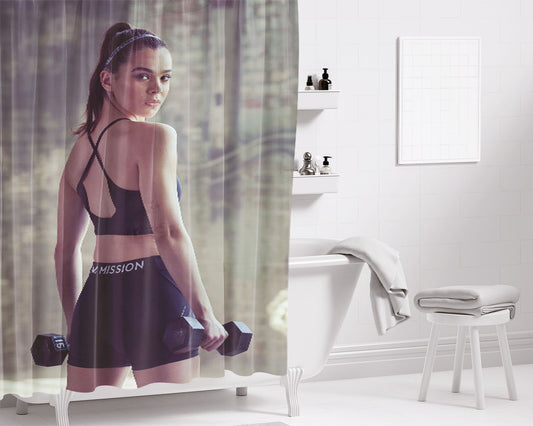 Hailee Steinfeld Fitness Bathroom Shower Curtain Fabric Waterproof | 66 X 72 Inch