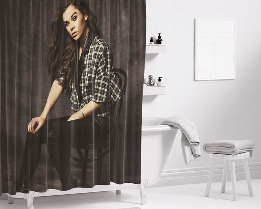Hailee Steinfeld On Chair Bathroom Shower Curtain Fabric Waterproof | 66 X 72 Inch
