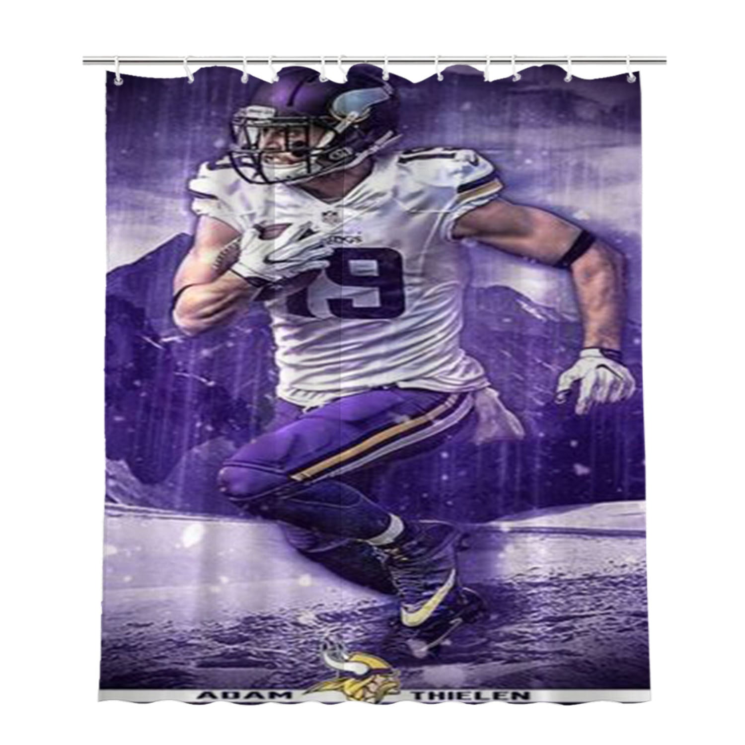 Adam Thielen Minnesota Viking 2 Bathroom Shower Curtain Fabric Waterproof | 66 X 72 Inch