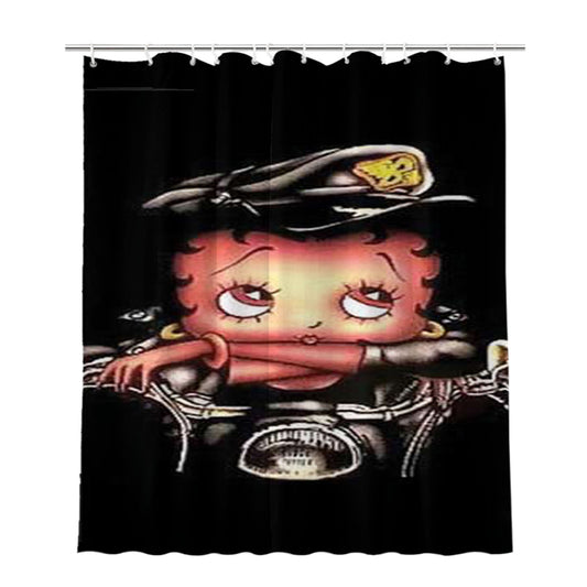 Betty Boop Biker Bathroom Shower Curtain Fabric Waterproof
