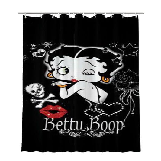 Personalized Betty Boop Kiss Blk Bkg Shower Curtain Farmhouse Bathroom Decor
