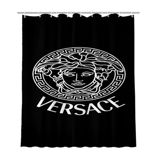 Black White Versace Bathroom Shower Curtain Fabric Waterproof