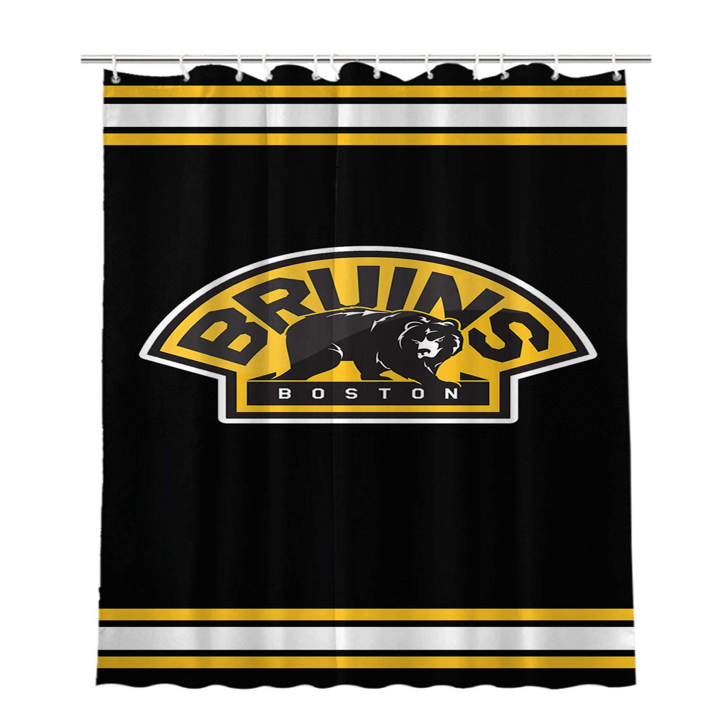 Boston Bruins Bathroom Shower Curtain Fabric Waterproof | 66 X 72 Inch