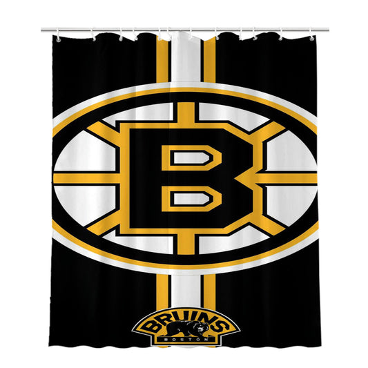 Boston Bruins Logo Bathroom Shower Curtain Fabric Waterproof | 66 X 72 Inch