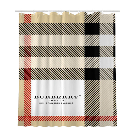 Burberry Pattern Square Bathroom Shower Curtain Fabric Waterproof